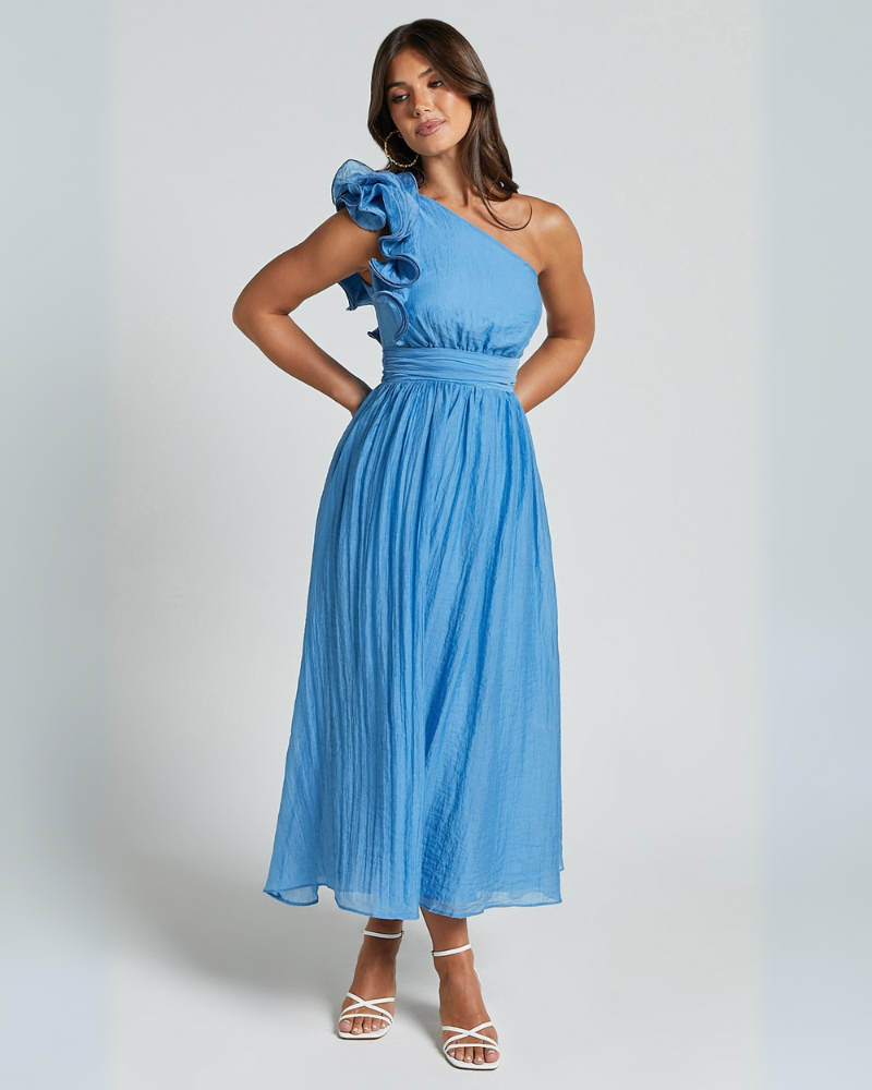 SOLENZA | ROBE MIDI À BORDS ONDULÉS