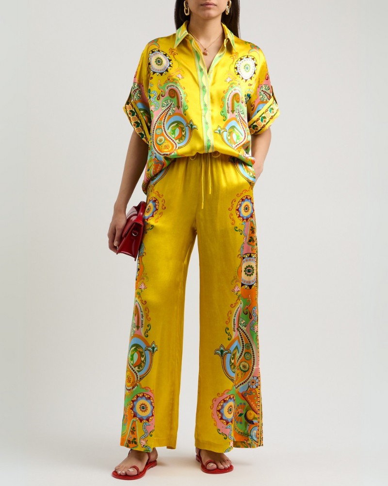 VARELLA | PANTALON EN SATIN NOIX DE CAJOU