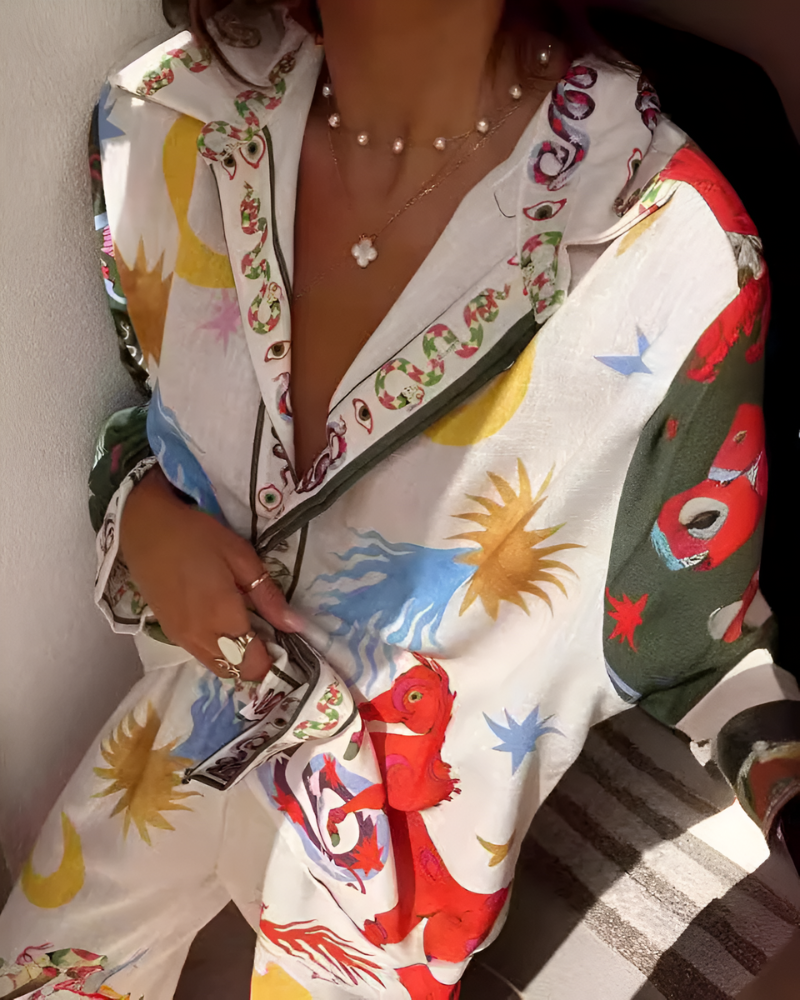 CALISTA | HAUT À MOTIF CÉLESTE