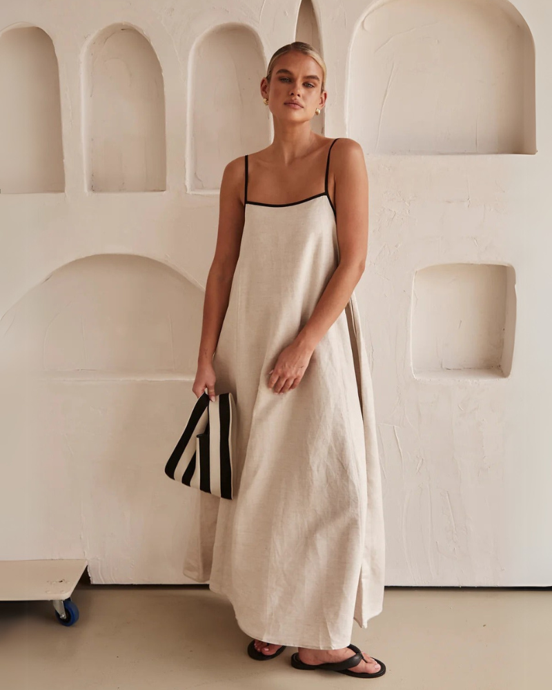 SANDINÉ | ROBE À BORDURES CONTRASTÉES