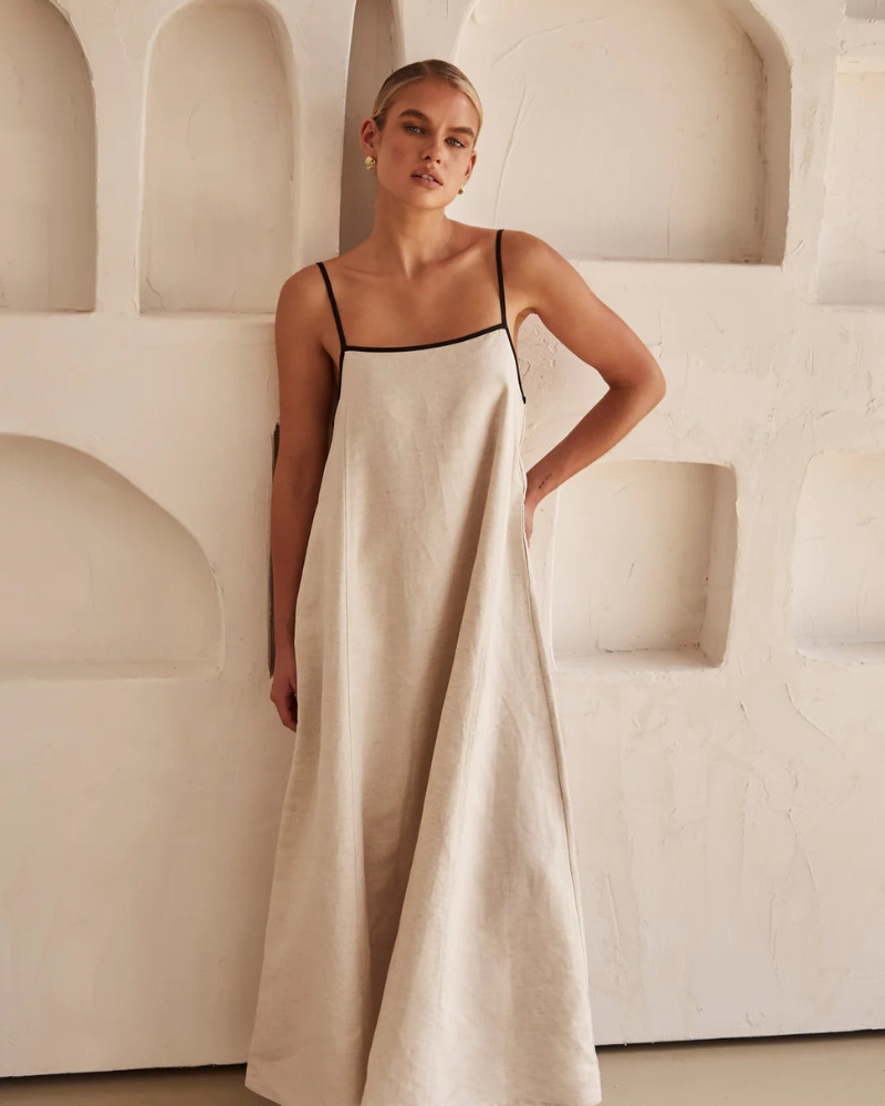 SANDINÉ | ROBE À BORDURES CONTRASTÉES
