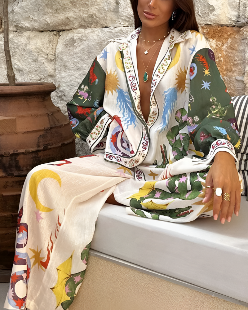 CALISTA | HAUT À MOTIF CÉLESTE