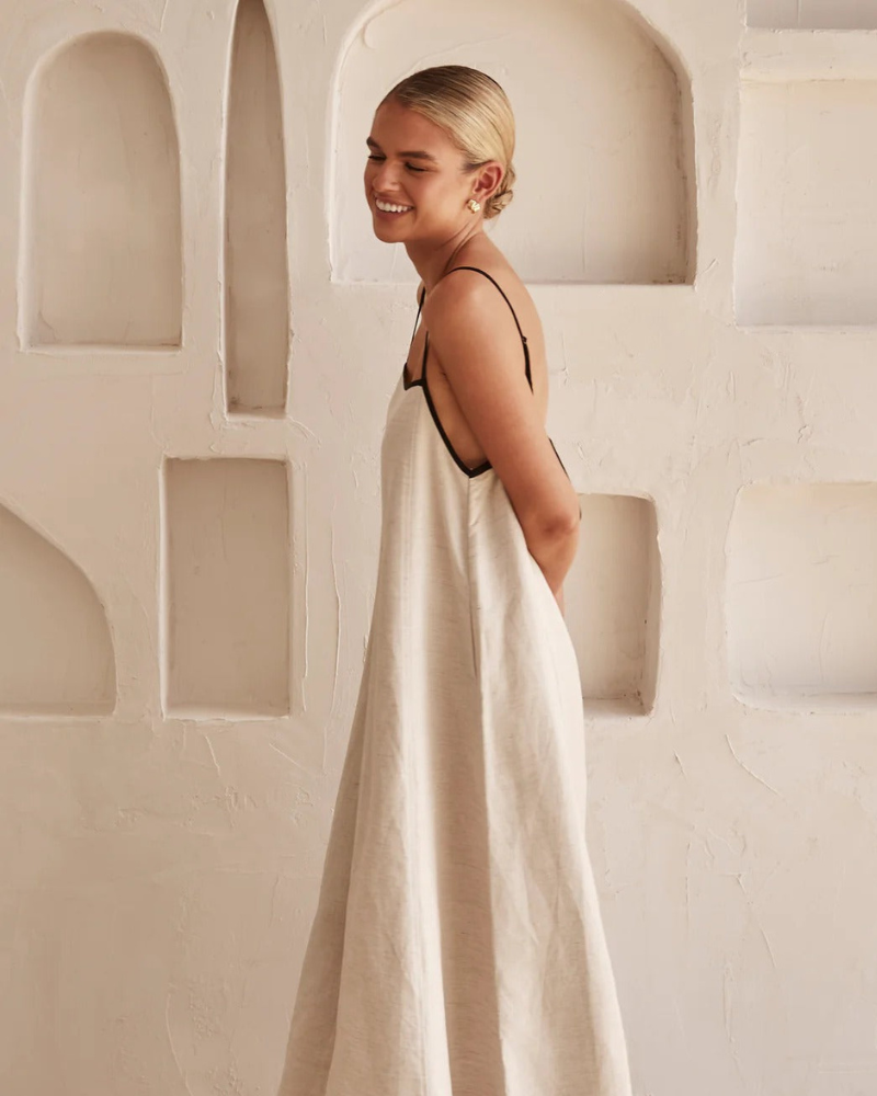SANDINÉ | ROBE À BORDURES CONTRASTÉES