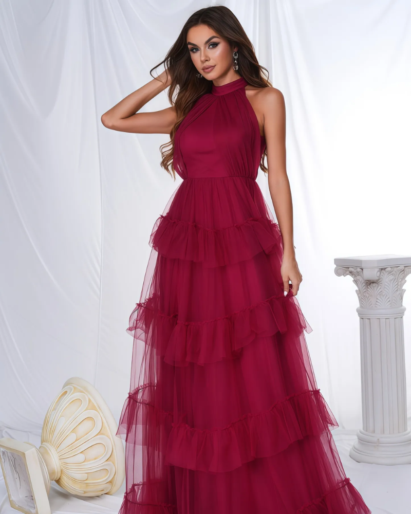 MAISON AURELIE | ROBE DOS NU EN MAILLE À VOLANTS