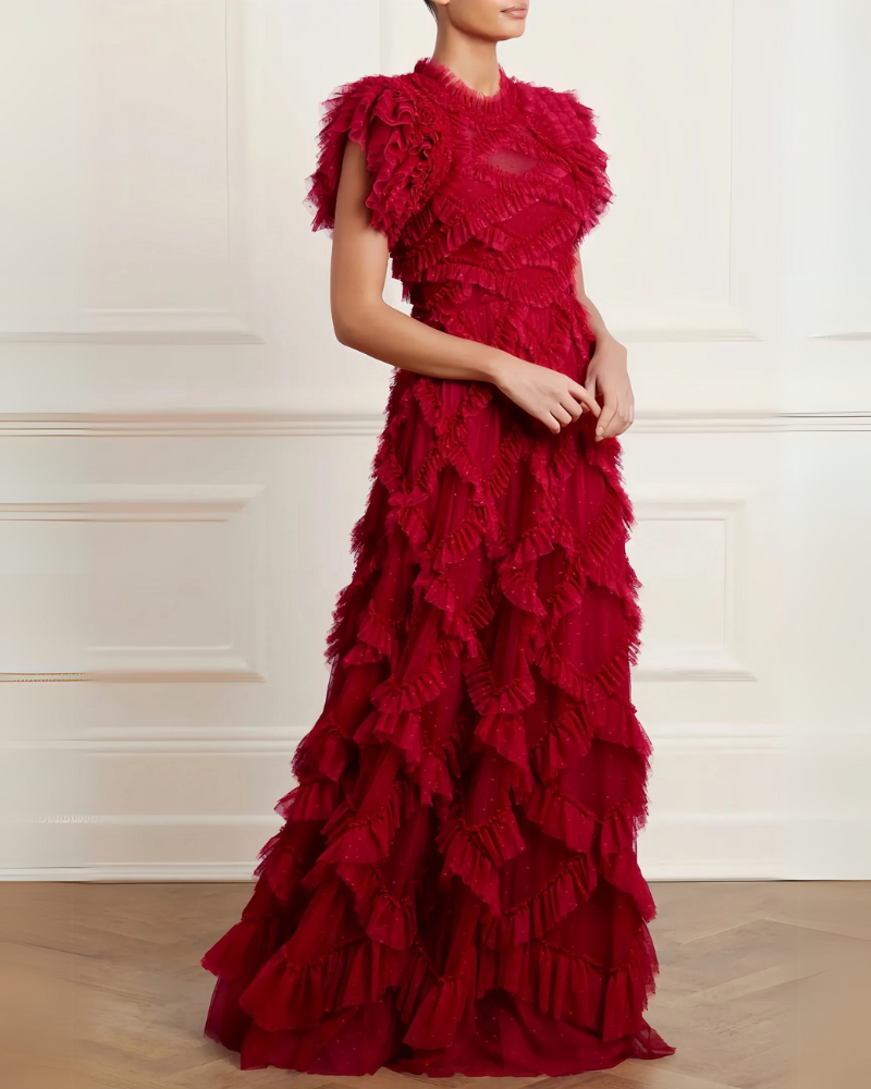 AVENELLE | ROBE À VOLANTS À SUPERPOSITION DE PÉTALES