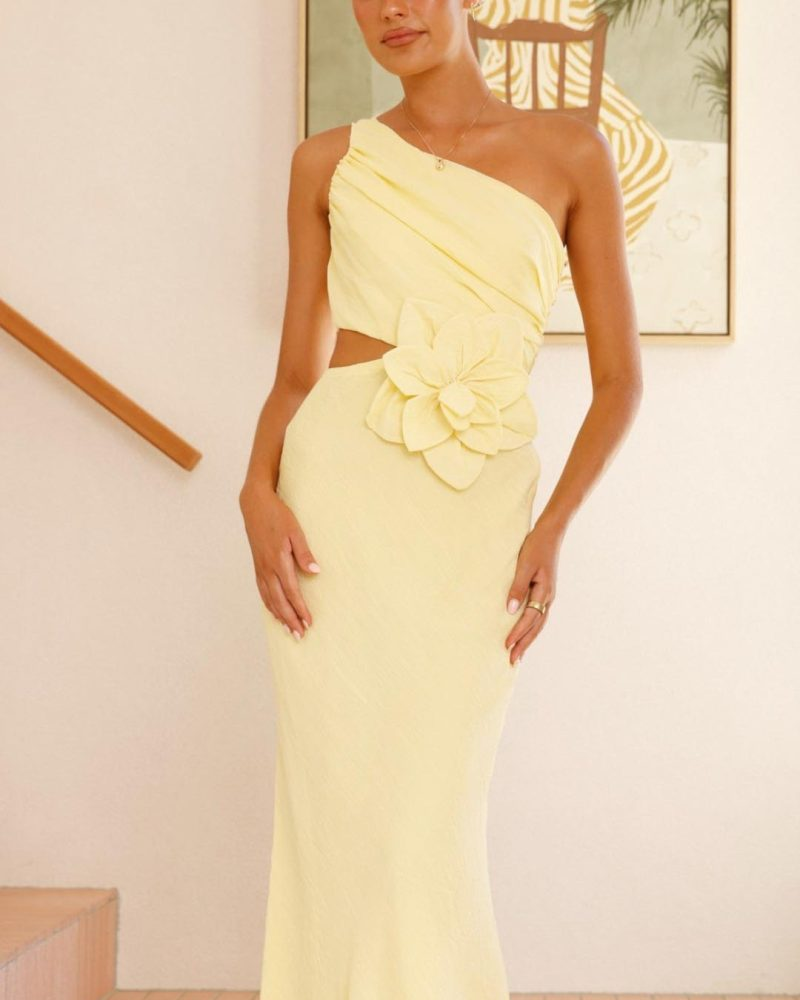 AURELLE | 3D FLORAL ONE-SHOULDER DRESS