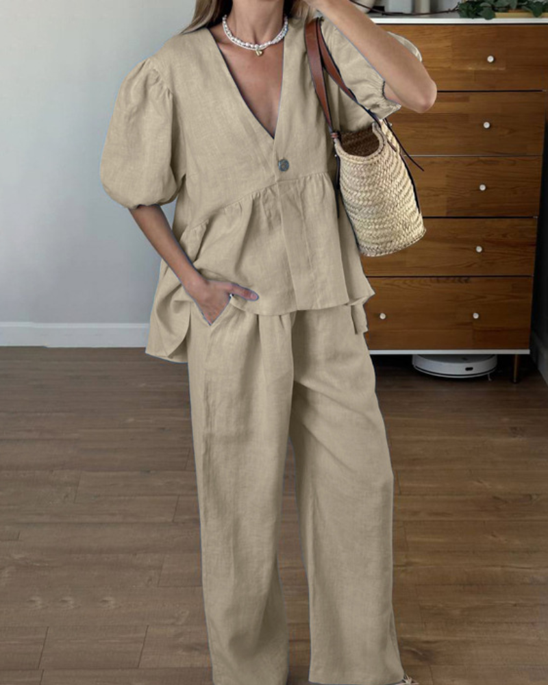 SERENIÈRE | PUFF-SLEEVE LINEN SET