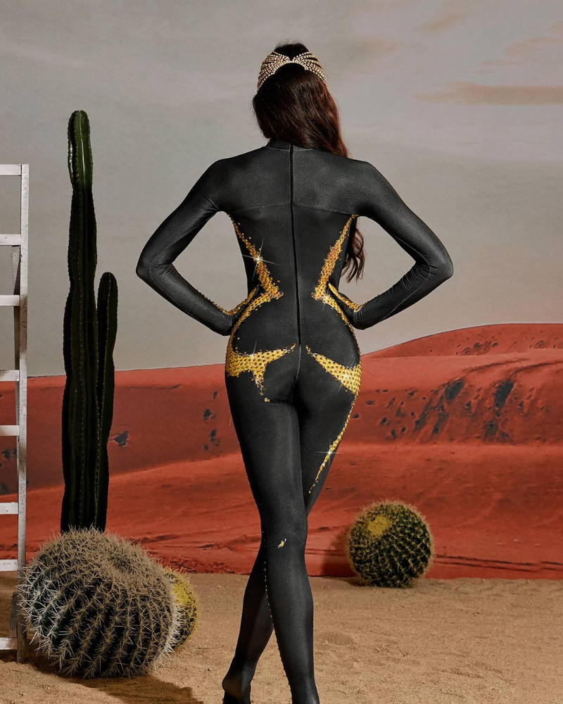 RADEYA | BODY-ILLUSION GOLD JUMPSUIT