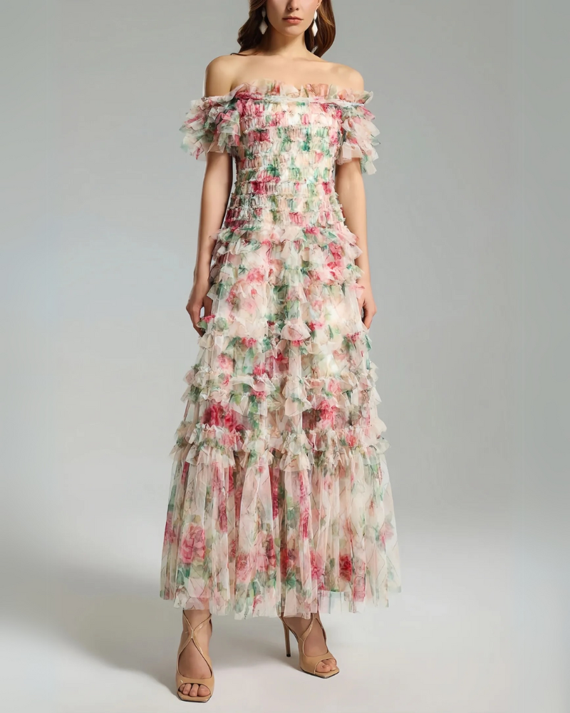 AMELINDA FLEUR | OFF-SHOULDER TIERED DRESS