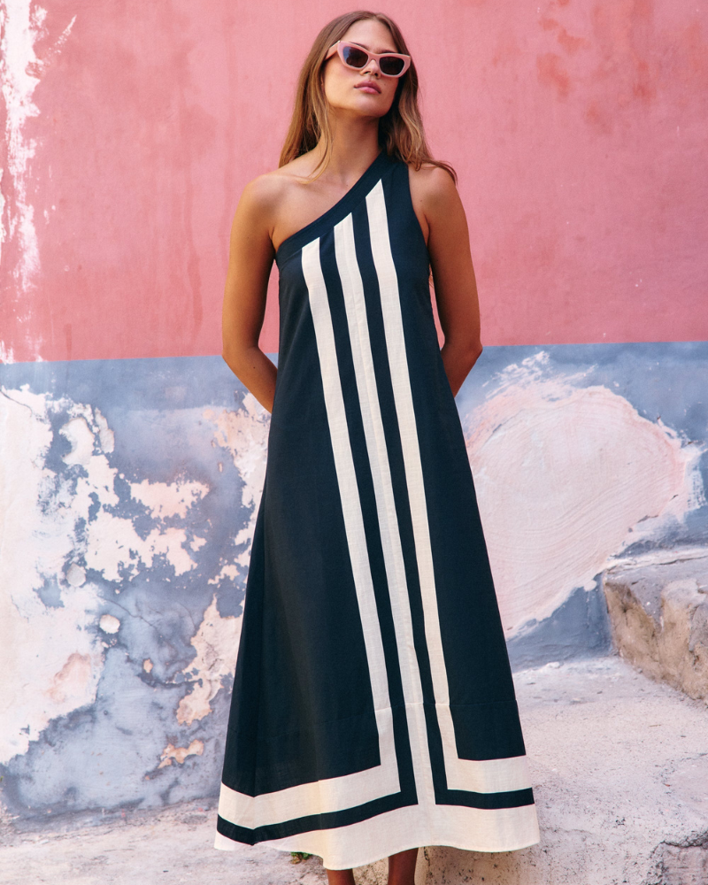 ZIMI | STRIPED ONE-SHOULDER DRESS
