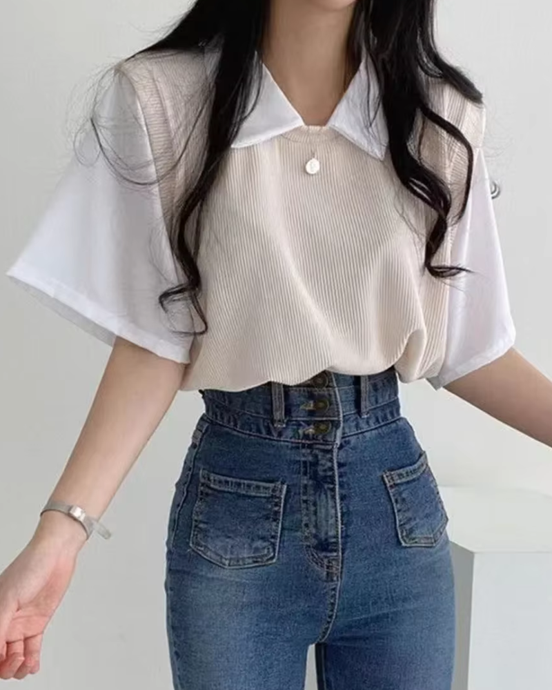 VIVELYN | COLLAR SHIRT & SWEATER SET