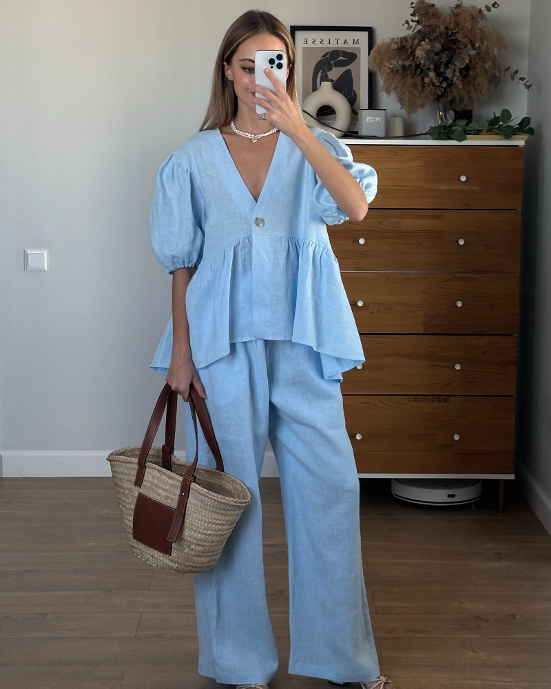 SERENIÈRE | PUFF-SLEEVE LINEN SET