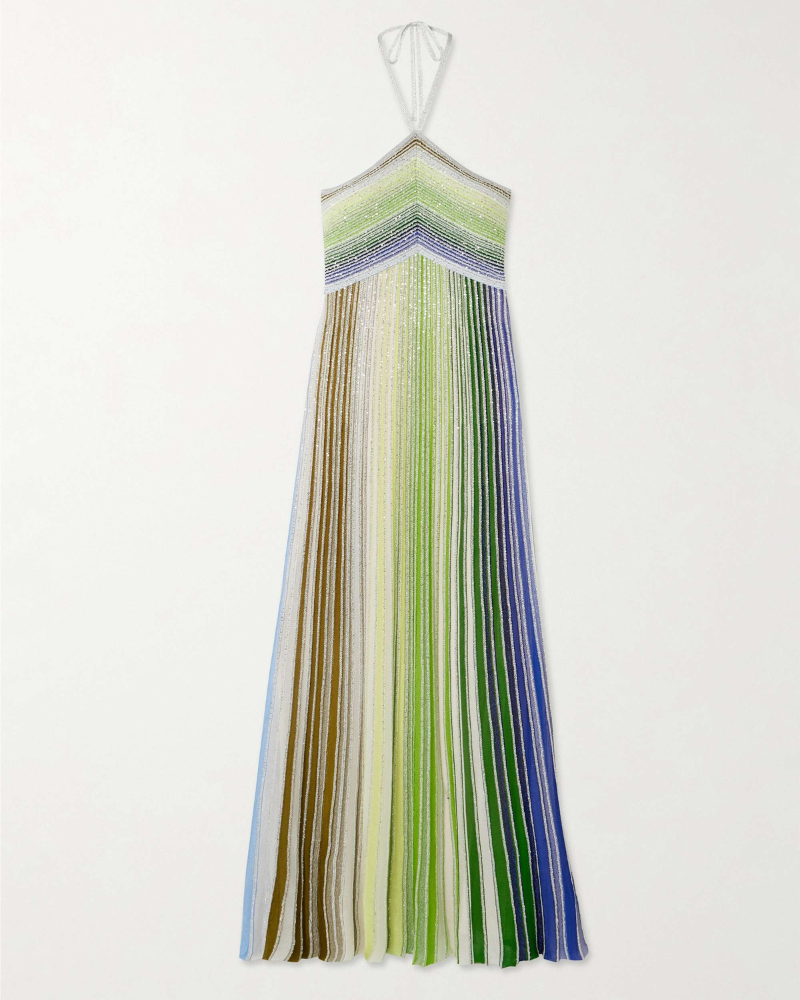 ALIVERA | METALLIC KNIT HALTER DRESS