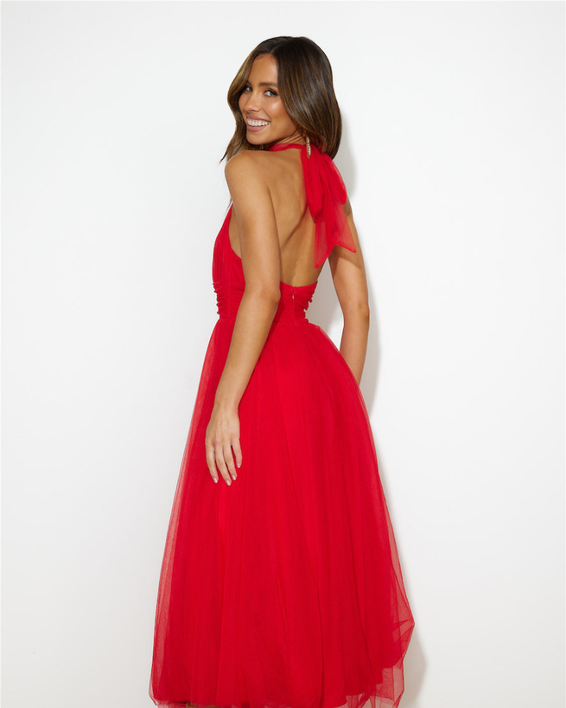 LOVENAIRE | TULLE HALTER DRESS