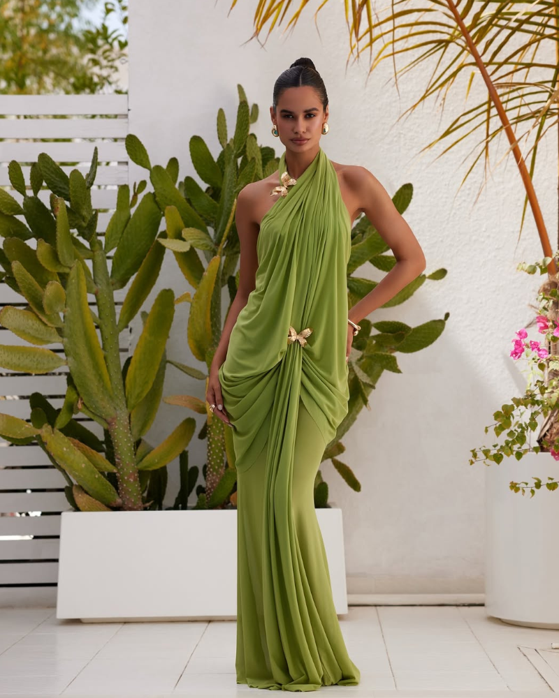 ALMARAÉ | BUTTERFLY HALTER DRESS