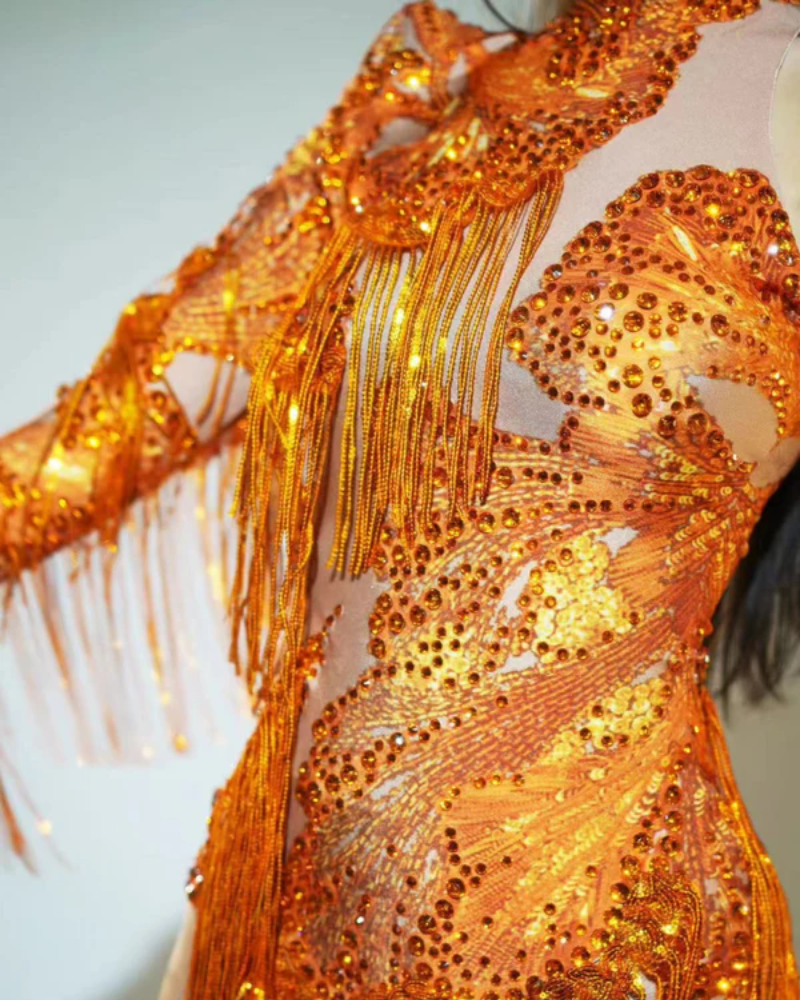 AZURÉA | BODY À FRANGES EN STRASS