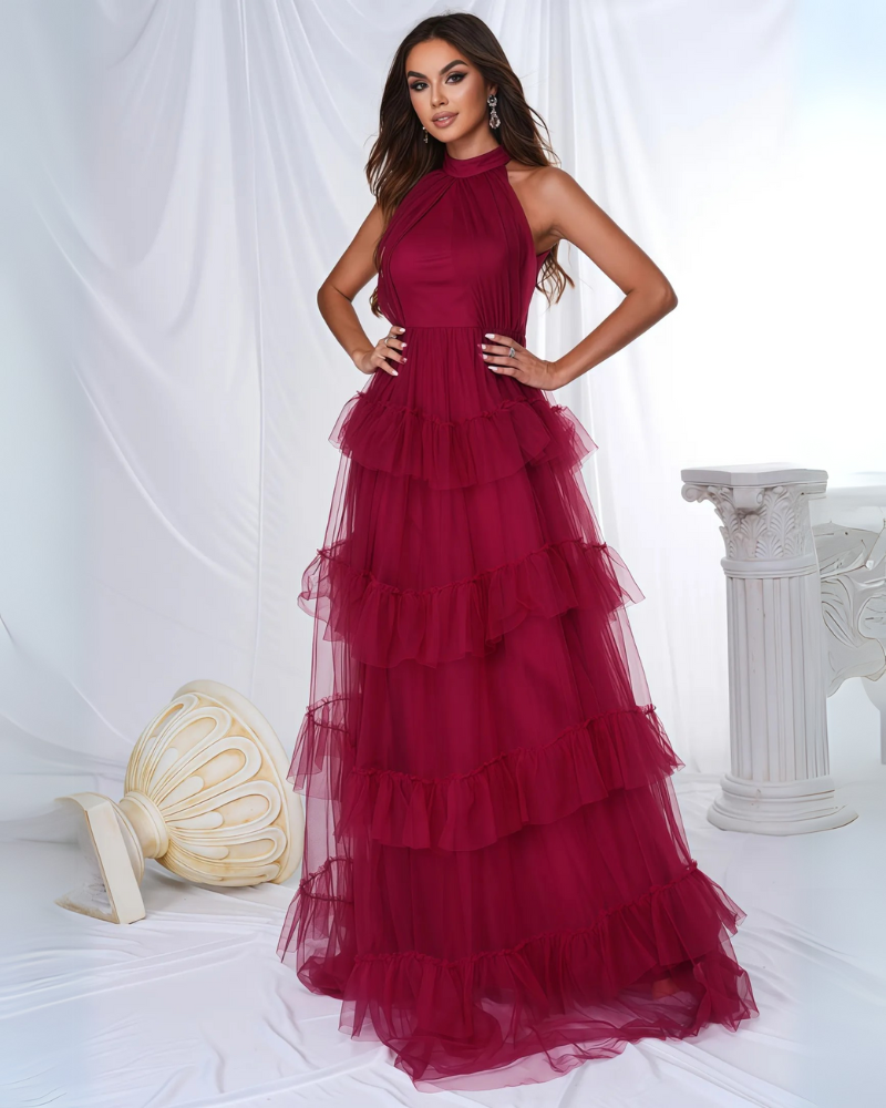 MAISON AURELIE | ROBE DOS NU EN MAILLE À VOLANTS