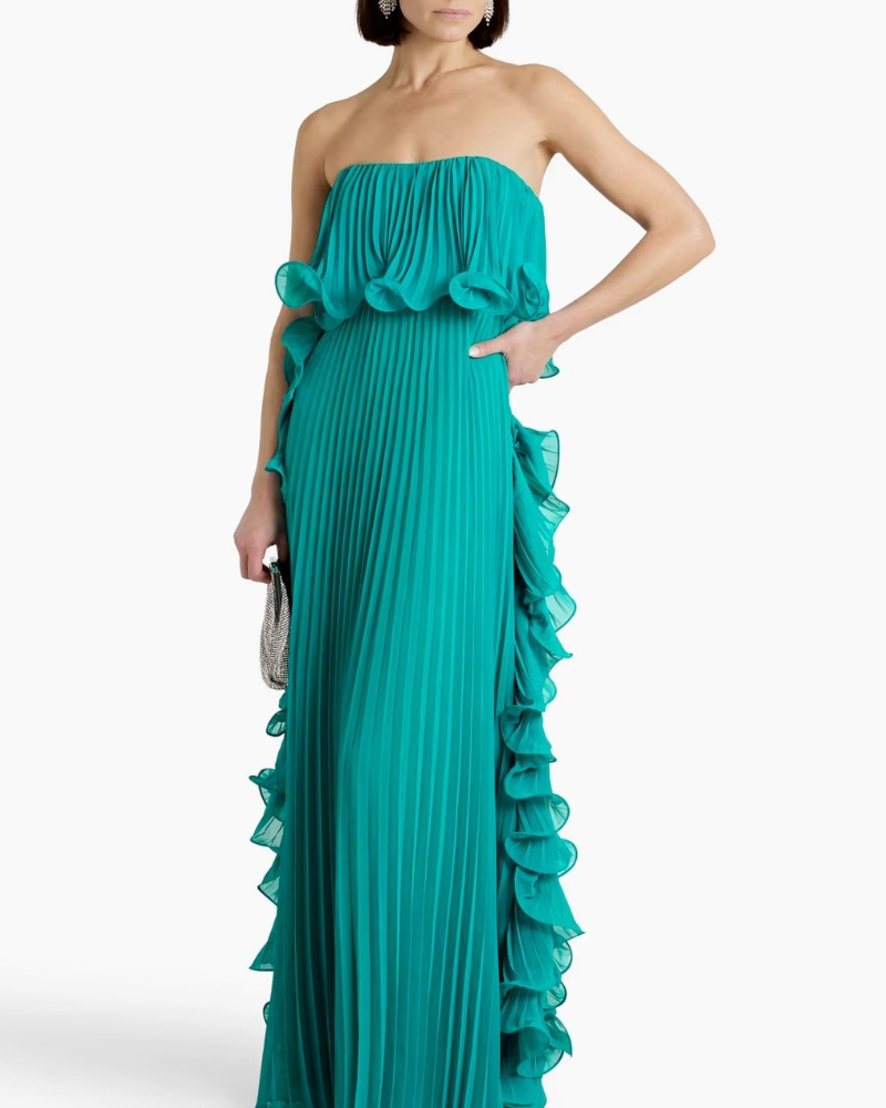 SOLENA | STRAPLESS CASCADE DRESS