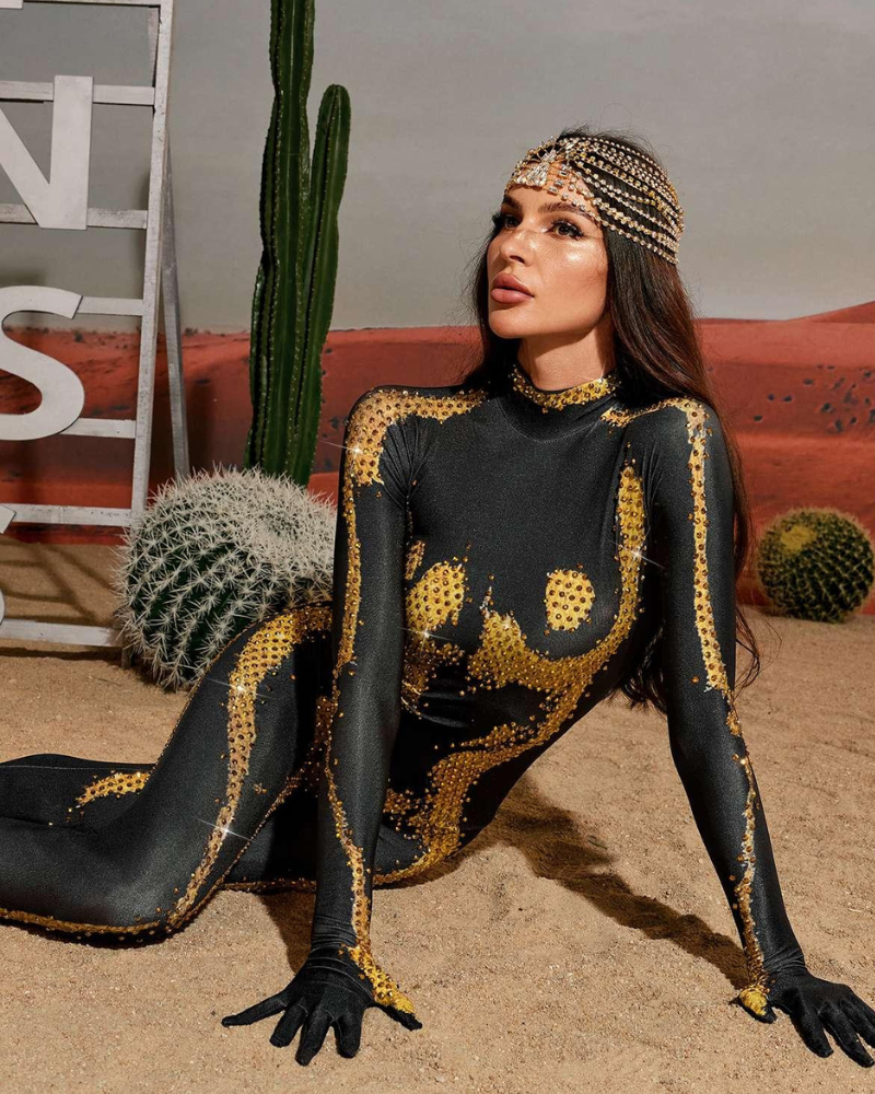 RADEYA | BODY-ILLUSION GOLD JUMPSUIT