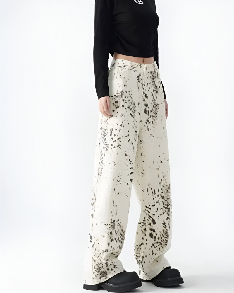 ARCTE | JEANS LARGES LÉOPARD DES NEIGES