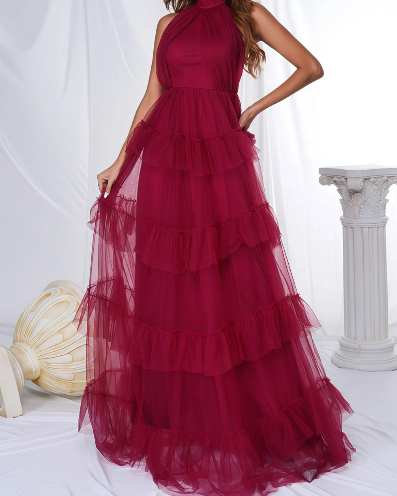 MAISON AURELIE | ROBE DOS NU EN MAILLE À VOLANTS