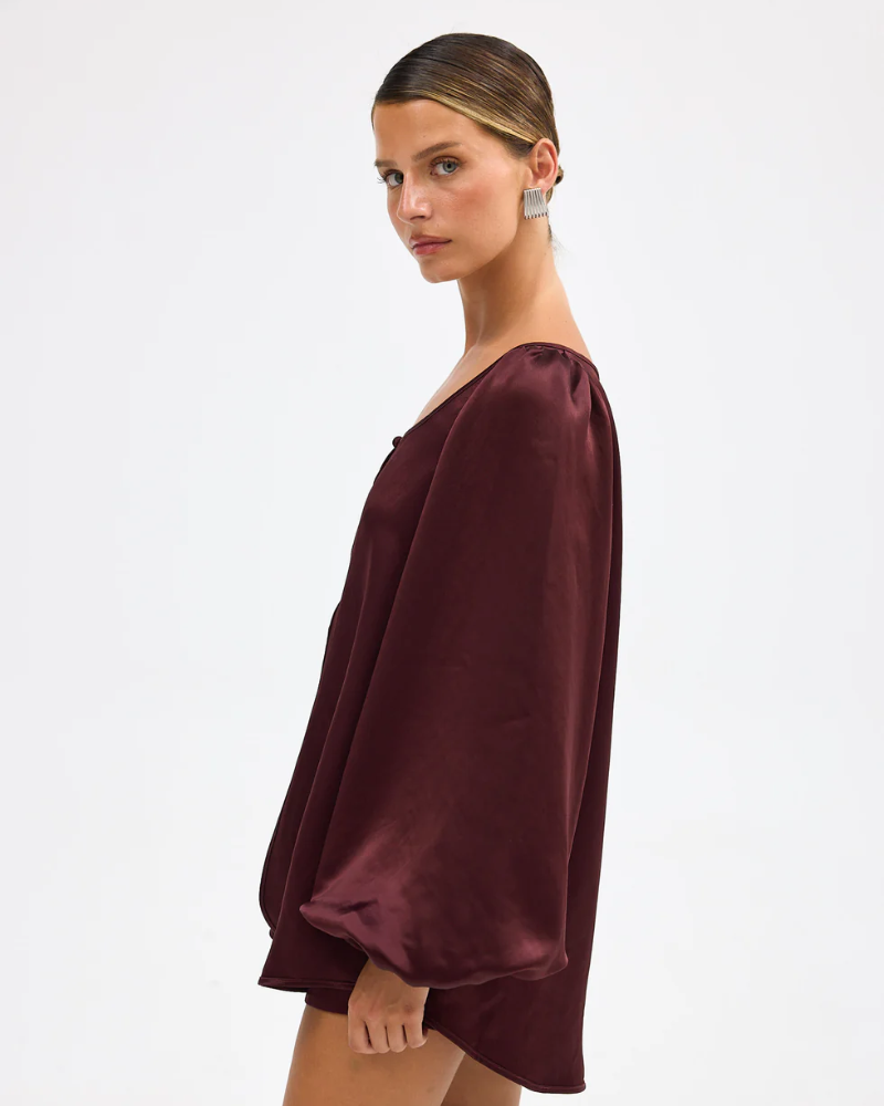 SOLENE | DRAPED BALLOON-SLEEVE BLOUSE