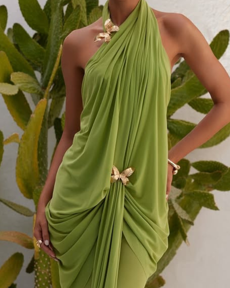 ALMARAÉ | BUTTERFLY HALTER DRESS