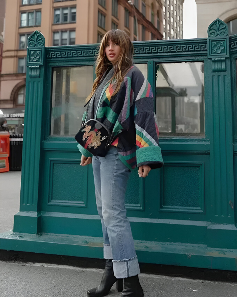 SERENITY | MULTICOLOR STRIPED KIMONO JACKET