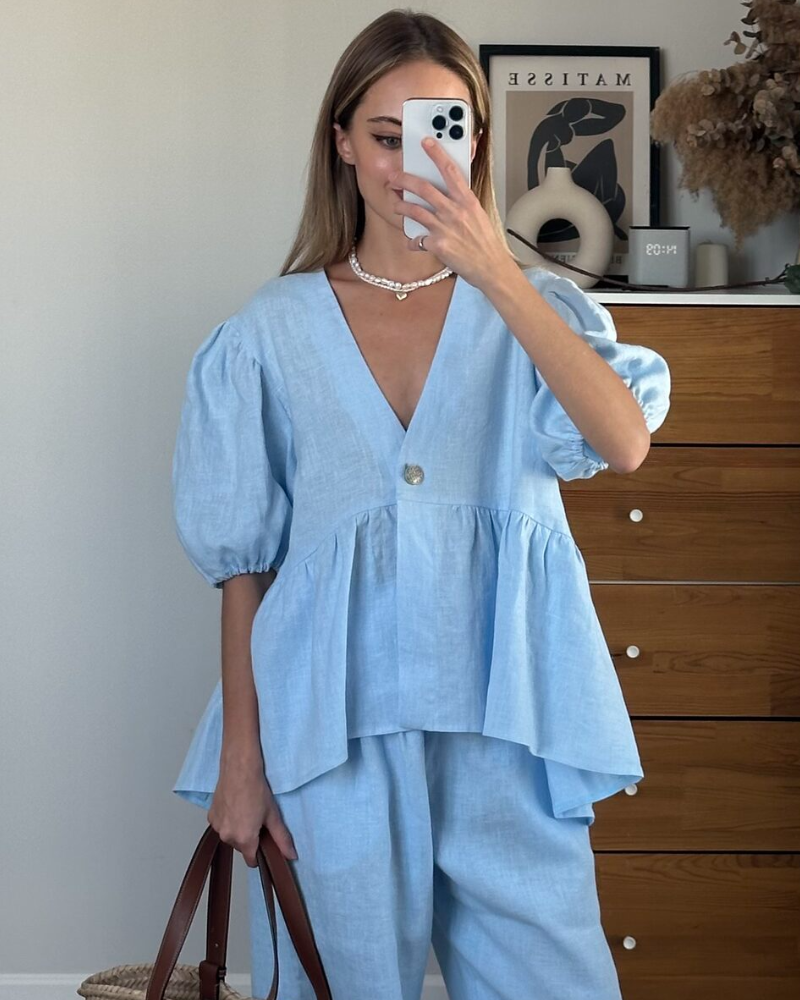 SERENIÈRE | PUFF-SLEEVE LINEN SET