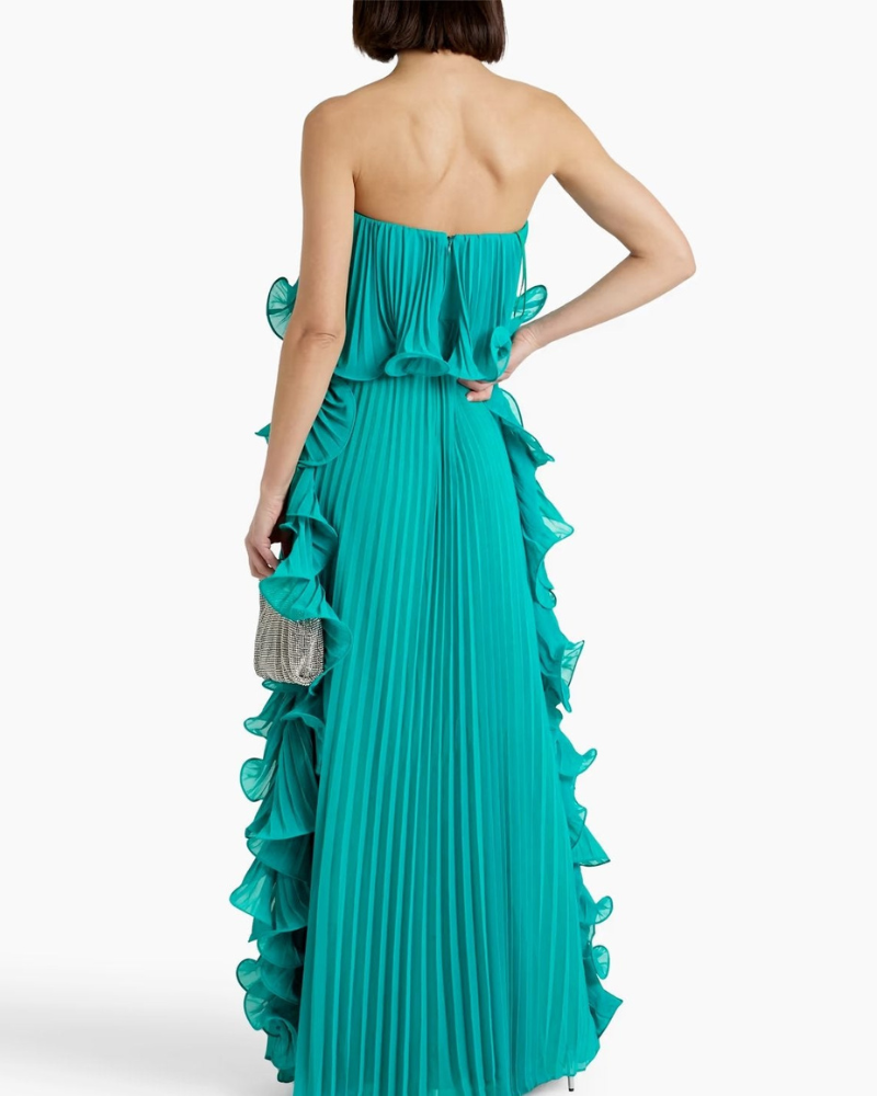 SOLENA | STRAPLESS CASCADE DRESS