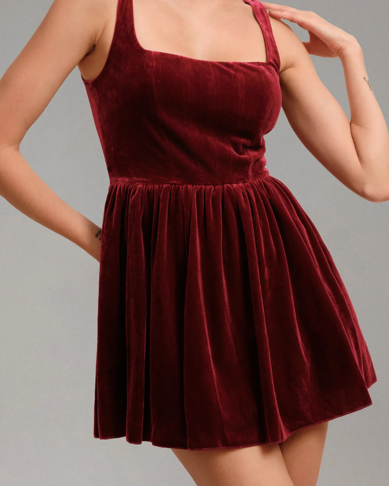 LUNARELLE | CUFFED VELVET DRESS