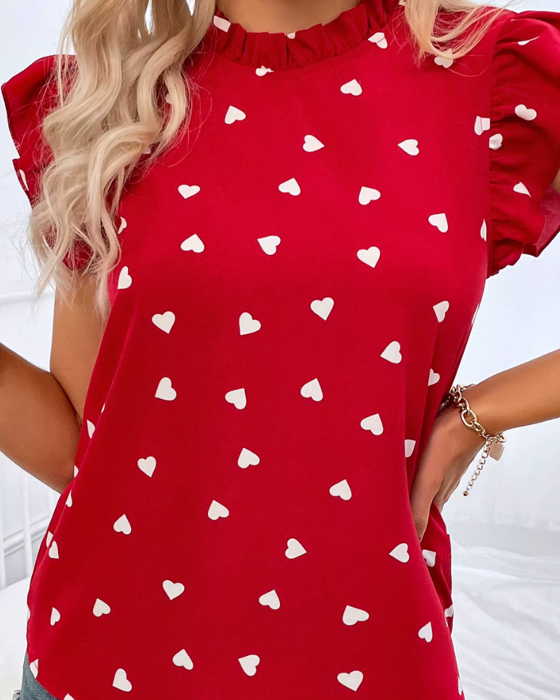 FLORELLE | HEARTY FRILL NECK TOP