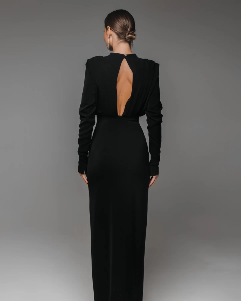 NOIRAVA | HIGH NECK SLIT DRESS