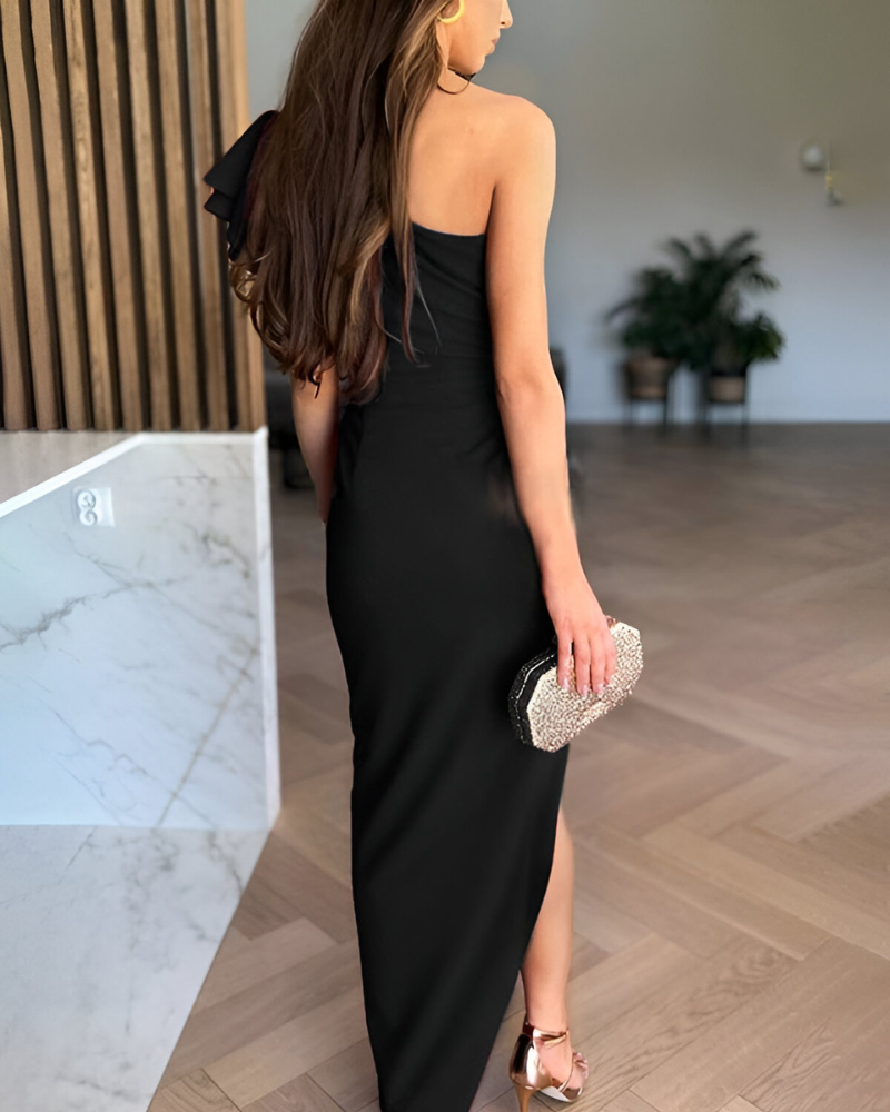 NOVA MIRELLE | ASYMMETRIC RUCHED DRESS