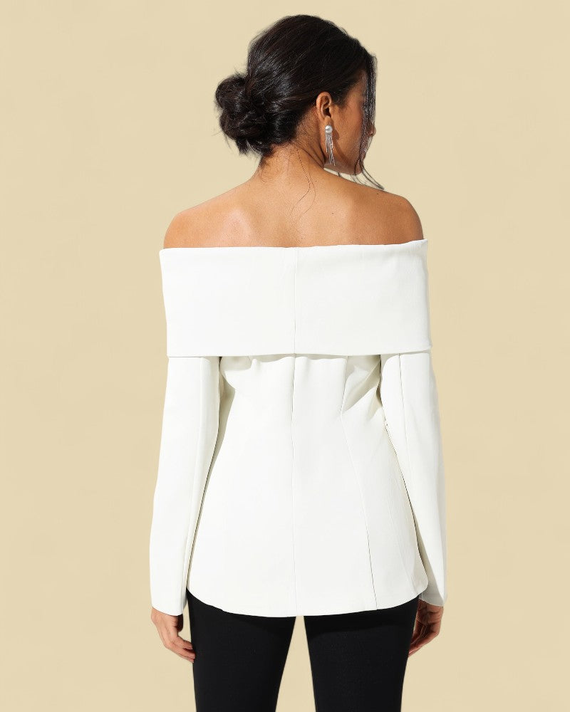 LEONORÉ | FOLDED OFF-SHOULDER BLAZER