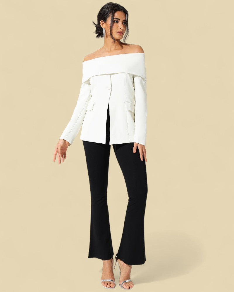 LEONORÉ | FOLDED OFF-SHOULDER BLAZER