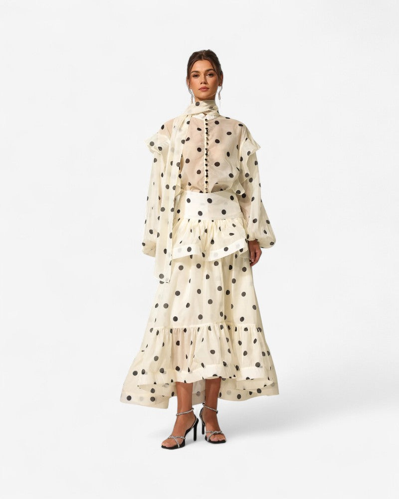 MARNEA | DOTSY BLOUSE & SKIRT SET