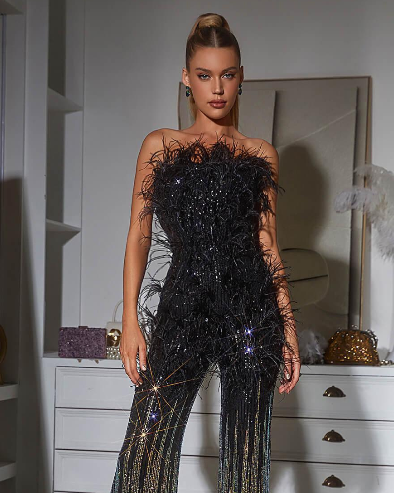 VERA NOIR | COMBINAISON À FLEURS DE PLUMES