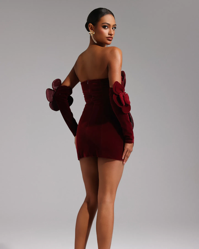 VALENCIÈ | 3D VELVET FLORAL DRESS