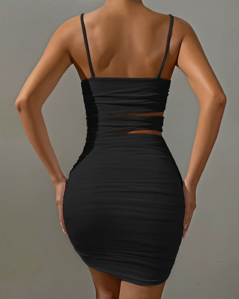 NOIR LUNE | SIDE-RUCHED CUTOUT DRESS