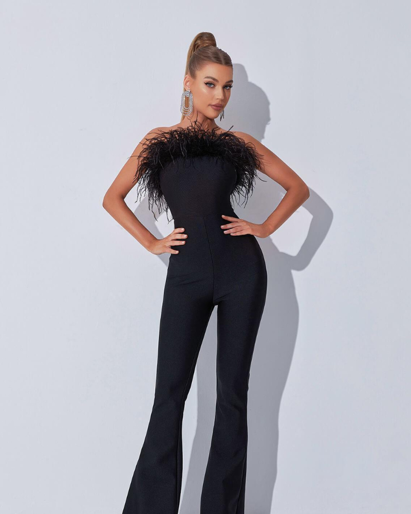 VERLÈNE | FEATHER FLARE JUMPSUIT