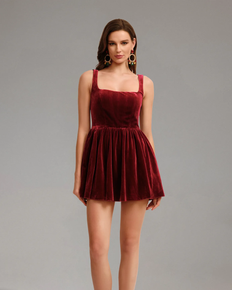 LUNARELLE | CUFFED VELVET DRESS