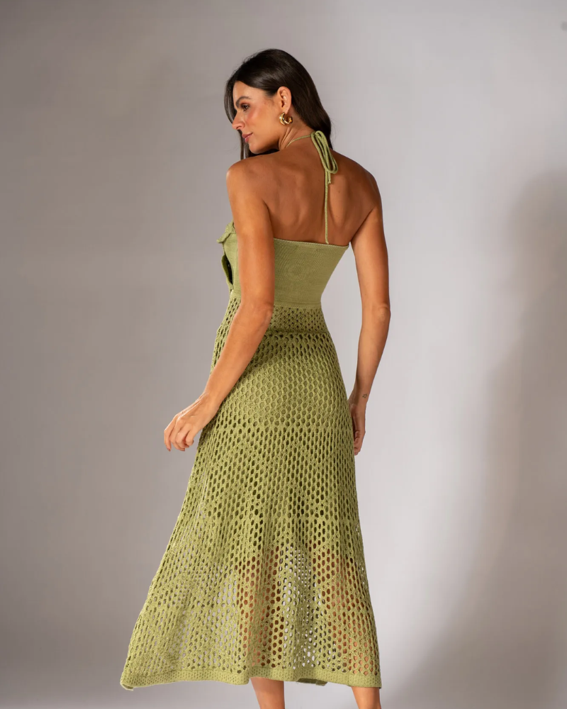 AZZURINA | CROCHET BLOOM HALTER DRESS