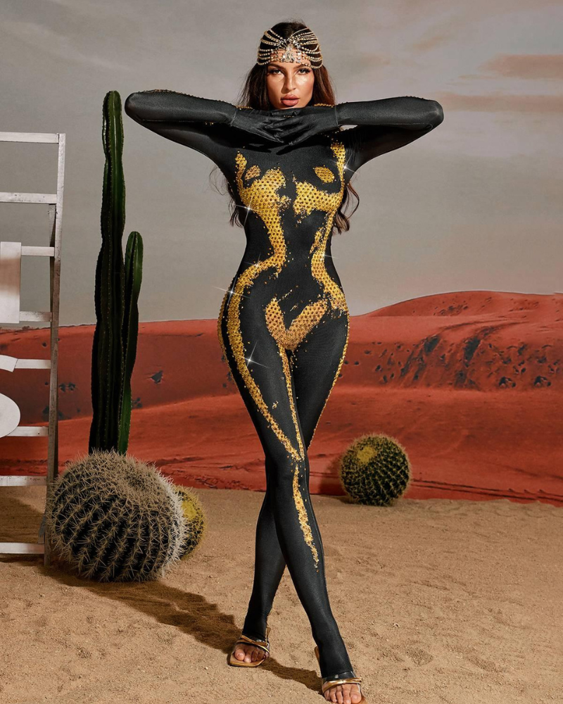 RADEYA | BODY-ILLUSION GOLD JUMPSUIT