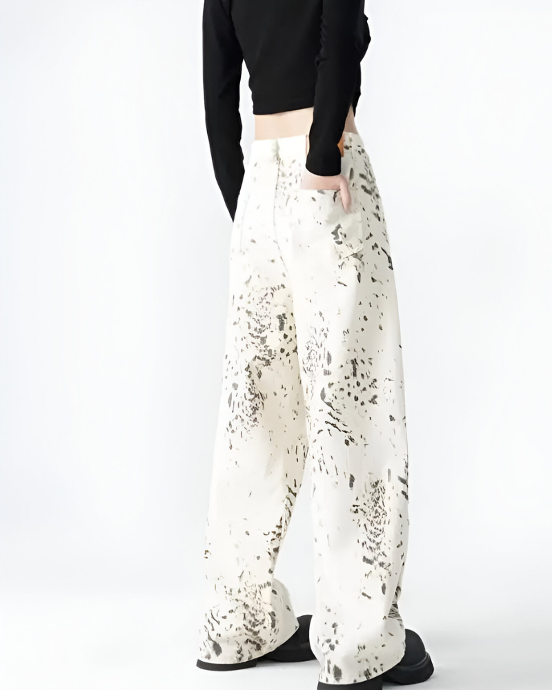 ARCTE | JEANS LARGES LÉOPARD DES NEIGES