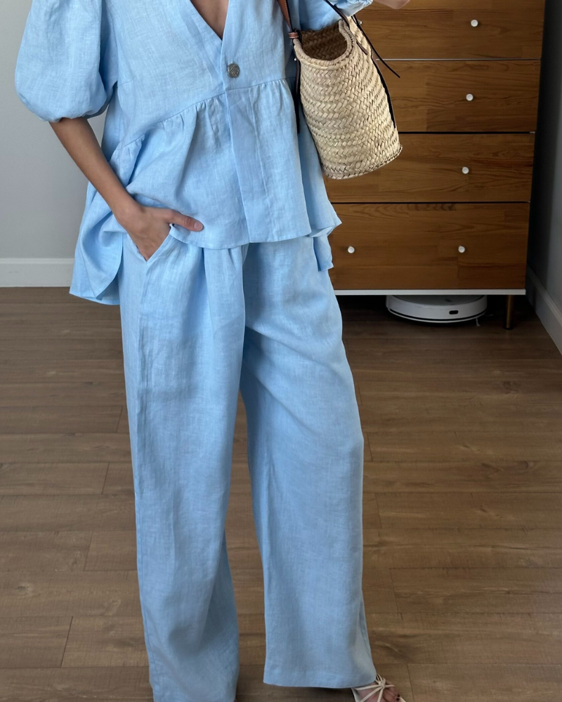 SERENIÈRE | PUFF-SLEEVE LINEN SET