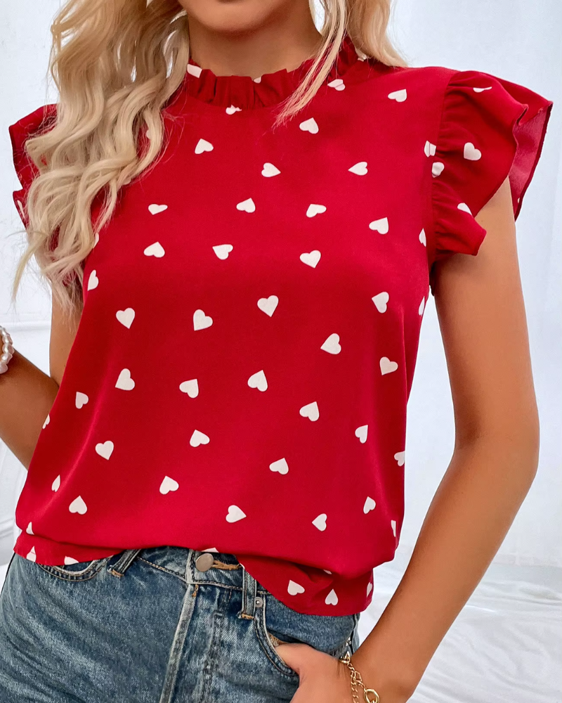 FLORELLE | HEARTY FRILL NECK TOP