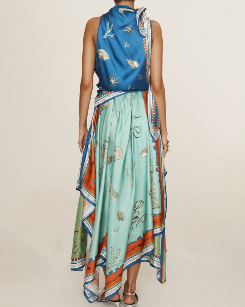 VIVE | DEEP SEA SCARF-HALTER DRESS