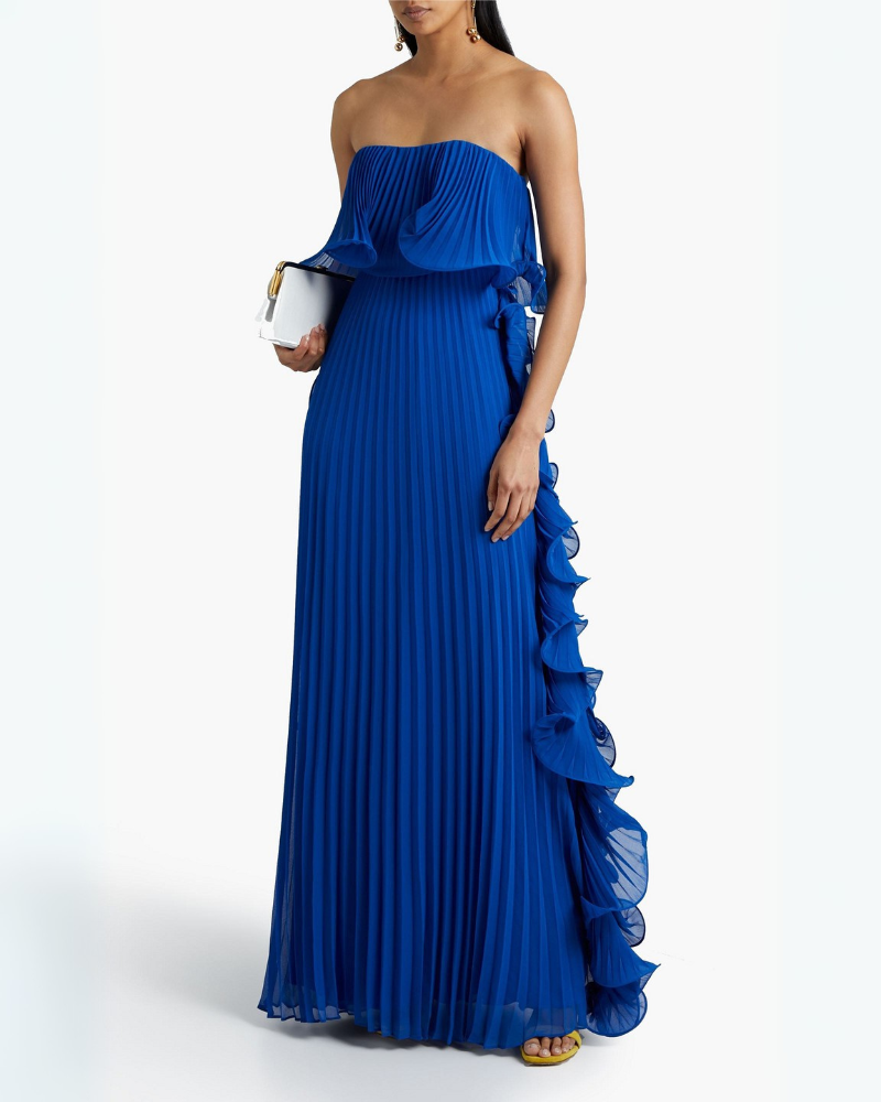 SOLENA | STRAPLESS CASCADE DRESS