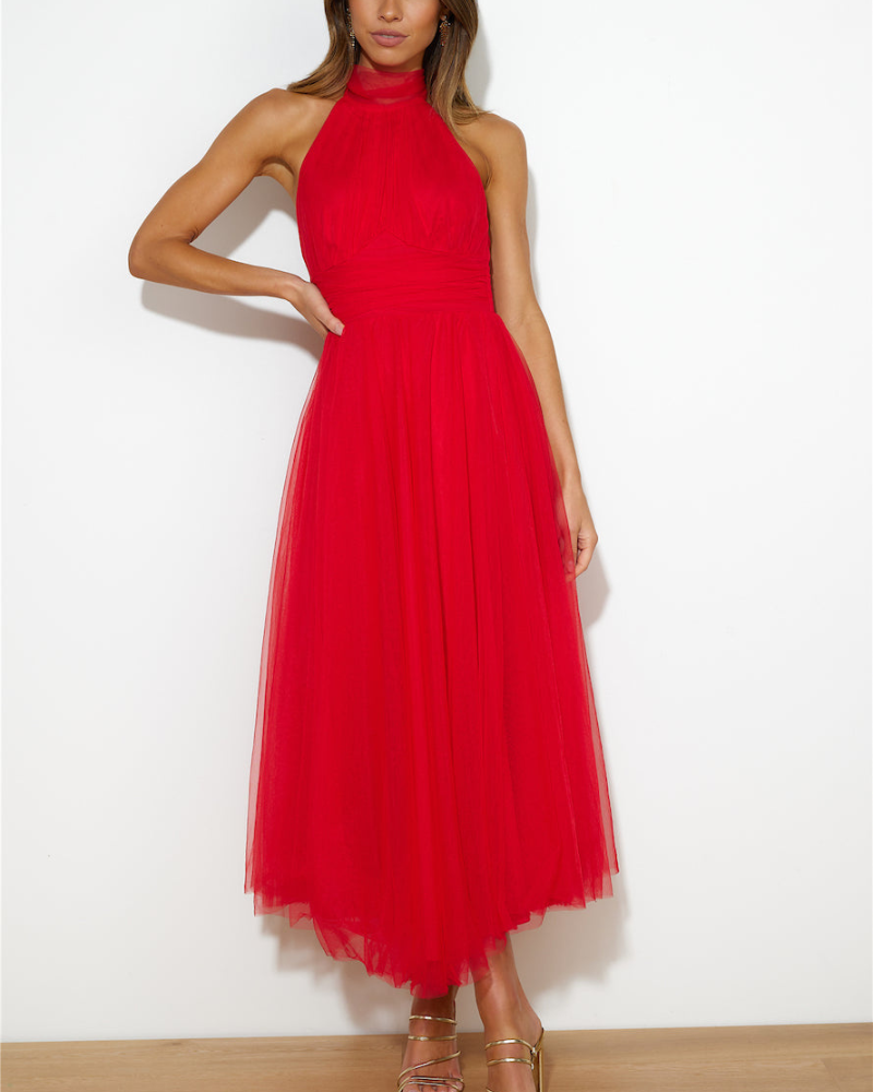 LOVENAIRE | TULLE HALTER DRESS